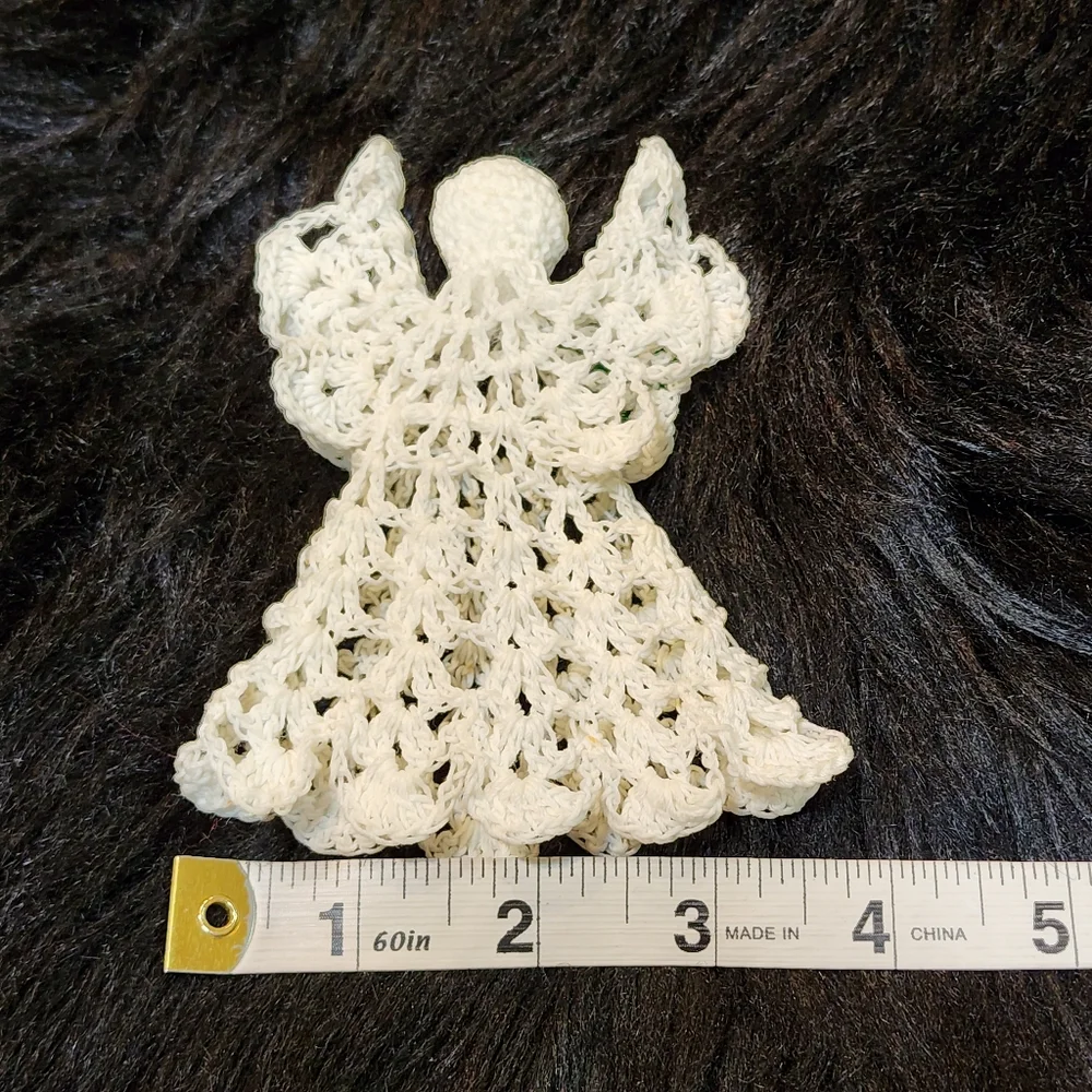 Vintage Hand Crocheted Angel Christmas Ornament